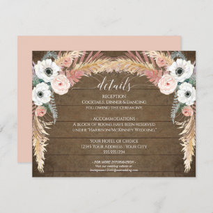 Invitación Detalles del Boda ruso de Rubor Floral Pampas
