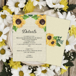 Invitación Detalles del Boda Rústico de los girasoles dorados