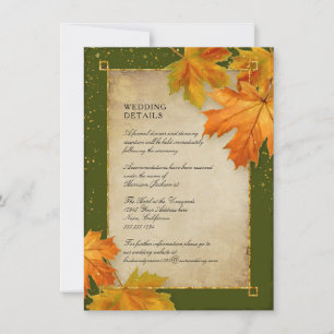 Invitación Detalles del Boda Rústico Verde Naranja de otoño