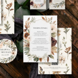 Invitación Detalles del Boda silenciado del follaje floral ot