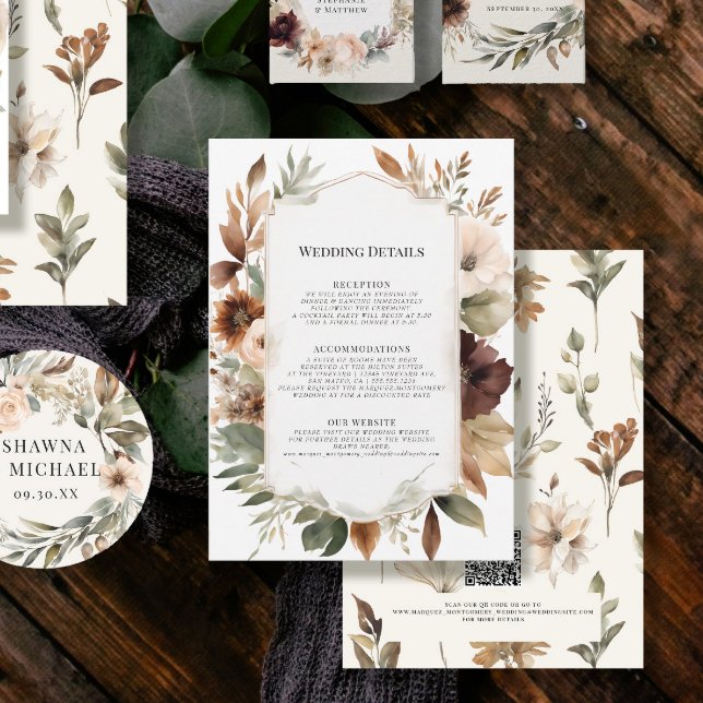 Invitación Detalles del Boda silenciado del follaje floral ot (Subido por el creador)