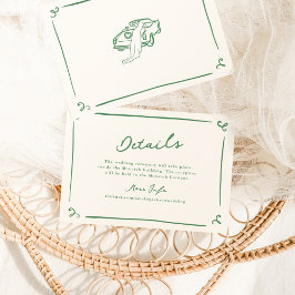 Invitación Detalles del Boda verde dibujado a mano caprichosa