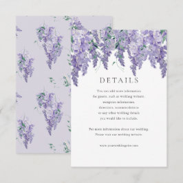 Invitación Detalles del Boda Wisteria Dusty Purple Watercolor