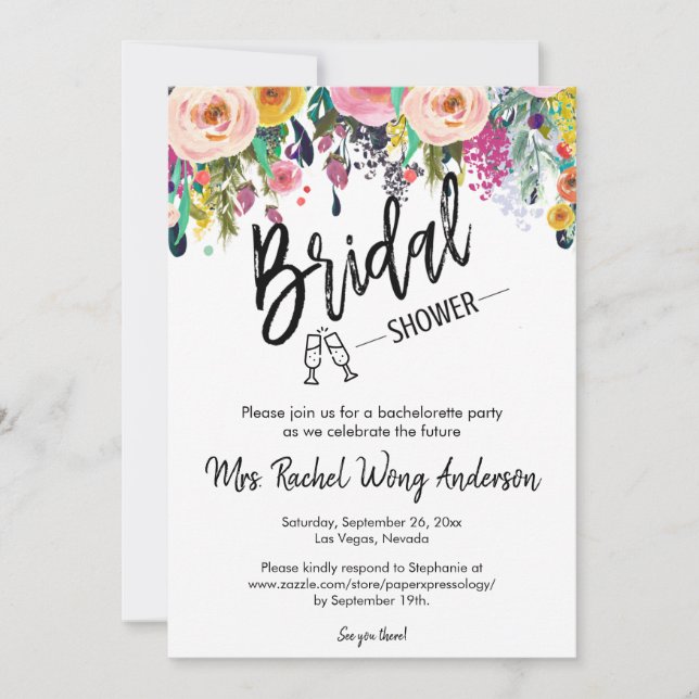 Invitación Detalles del Boho Bridal Shower QR Code RSVP (Anverso)