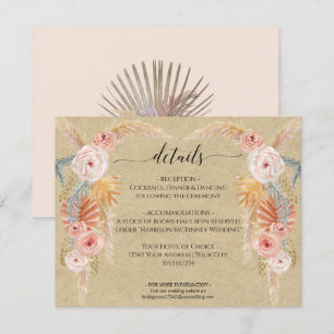 Invitación Detalles del Boho Pampas Foliage Kraft Boda