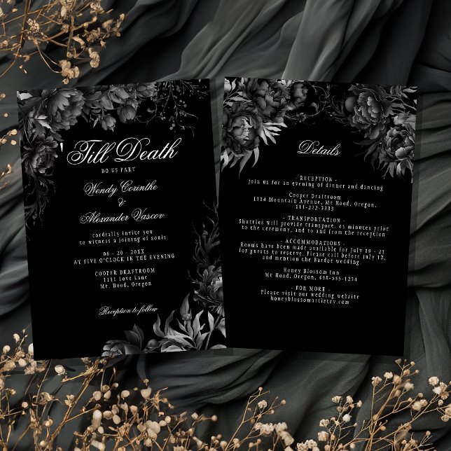 Invitación Detalles del clásico negro gótico hasta la muerte  (Subido por el creador)