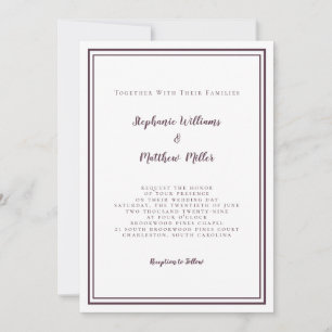 Invitación Detalles del código QR de RSVP y boda moderna púrp
