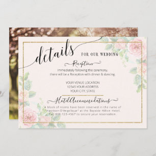 Invitación Detalles del elegante Boda de guiones florales ros