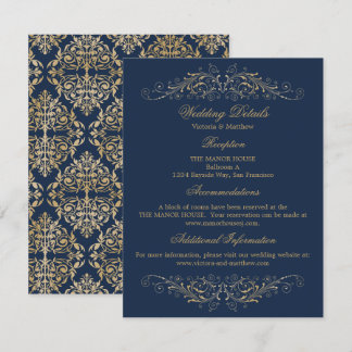 Invitación Detalles del elegante Boda de la Marina Damask con