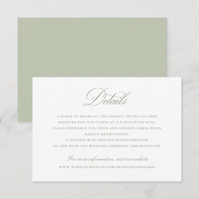 Invitación Detalles del elegante caligrafía del guión Boda de (Anverso / Reverso)