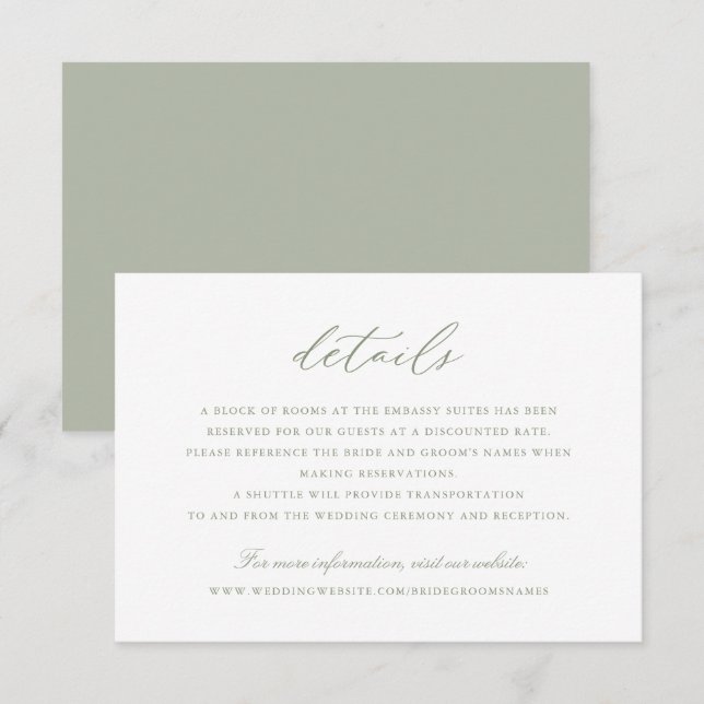 Invitación Detalles del elegante caligrafía del guión Boda de (Anverso / Reverso)