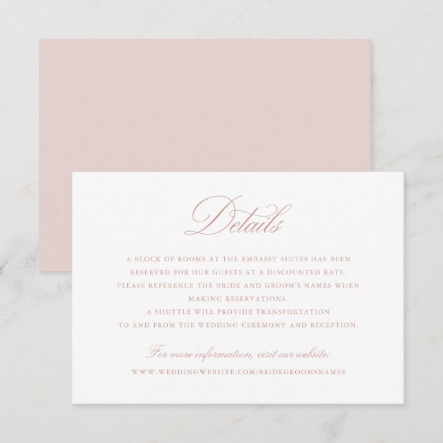 Invitación Detalles del elegante guión de caligrafía del Boda (Anverso / Reverso)