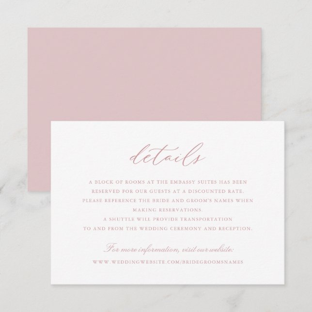 Invitación Detalles del elegante guión de caligrafía del Boda (Anverso / Reverso)