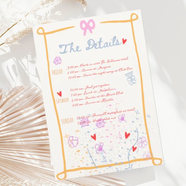 Invitación Detalles del fin de semana de la solapa dibujada a (Subido por el creador)