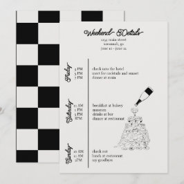 Invitación detalles del fin de semana de soltera en blanco y 