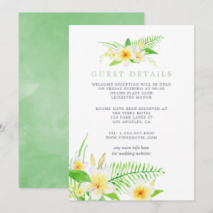 Invitación Detalles del invitado de la Boda Frangipani de col