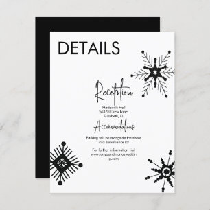 Invitación Detalles del moderno Boda de copo de nieve negro
