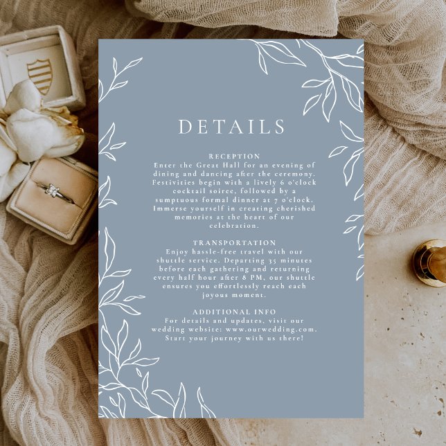 Invitación Detalles del moderno Boda de Leafy Mínimo Dusty Az (Subido por el creador)