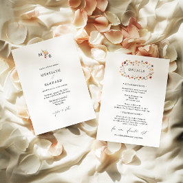 Invitación Detalles del monograma del Boda floral simple y co