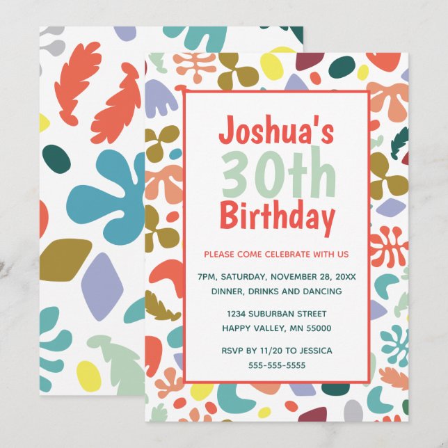 Invitación Detalles del nombre personalizado de moda de cumpl (Anverso / Reverso)