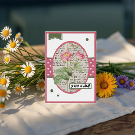 Invitación Detalles del Rosa rosa claro vintage en la parte p
