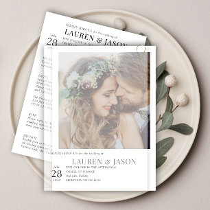 Invitación Detalles del simple Boda de fotos de Vellum Real O