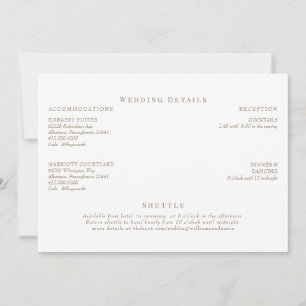 Invitación Detalles elegantes de Boda de texto blanco y dorad