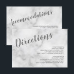 Invitación Detalles elegantes del Boda de mármol blanco<br><div class="desc">Elegante y elegante Suite de Invitación de Boda de Mármol Blanco: Tarjeta de Direcciones y Alojamiento Boda con título en letra de escritura moderna y gris con detalles en fuente sans serif gris moderno sobre fondo de mármol blanco.</div>
