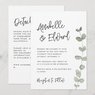 Invitación Detalles elegantes del eucalipto Boda, moda de inv