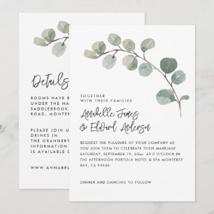 Invitación Detalles elegantes del eucalipto Boda, moda de inv