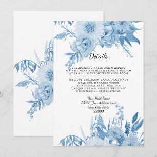 Invitación Detalles en el Hotel Elegant Light Blue n White Fl