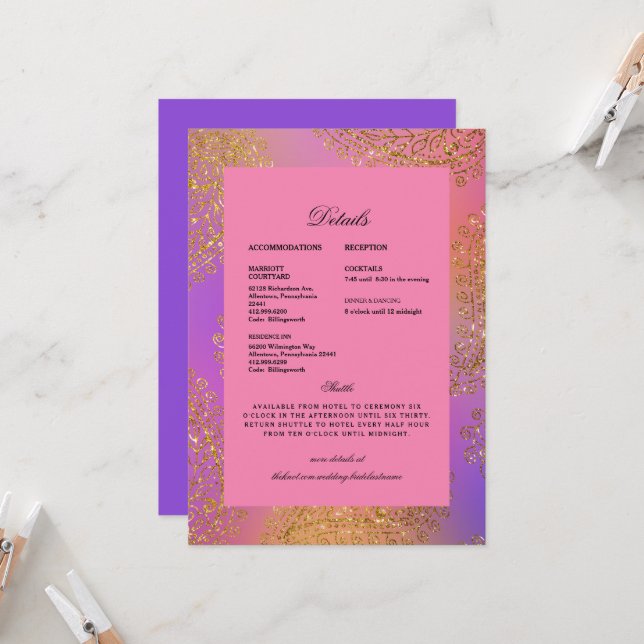 Invitación Detalles étnicos indios coloridos de boda (Anverso/Reverso In Situ)