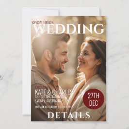 Invitación Detalles exclusivos del boda de estilo de revista