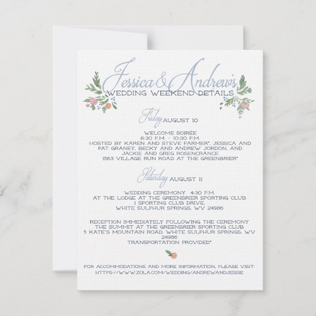 Invitación Detalles finales para Jessie y Andrew (Anverso)