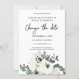 Invitación Detalles Florales de Blanco y Azul Polvoriento par