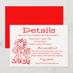 Invitación Detalles Florales Flores de Amor Rojo & Corazones