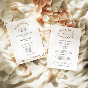 Invitación Detalles formales del Boda floral colorido y