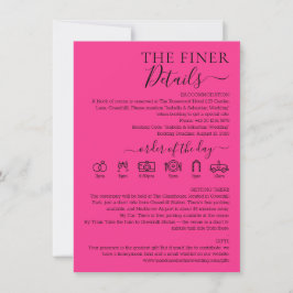 Invitación Detalles más finos de boda fucsia rosa caliente