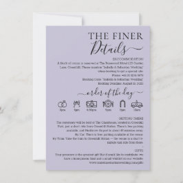 Invitación Detalles más finos de la boda de lavanda lilac pas