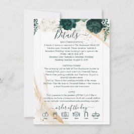 Invitación Detalles más finos de la boda Rosa verde esmeralda