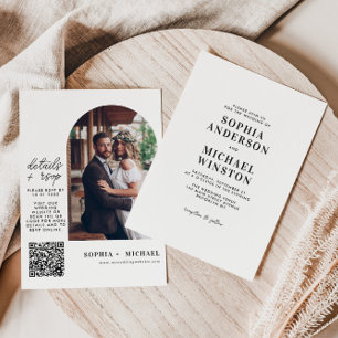 Invitación Detalles Minimalistas modernos Boda de fotos RSVP 