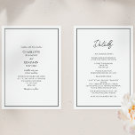 Invitación Detalles Minimalistas simples en un solo Boda<br><div class="desc">Estos detalles minimalistas sencillos en una sola invitación a la boda son perfectos para su boda moderno y elegante. Este diseño presenta un guión sencillo en negro sobre un fondo blanco brillante neutro para que coincida con su boda tradicional clásico o su minimalista boda boho en primavera, verano, otoño o...</div>