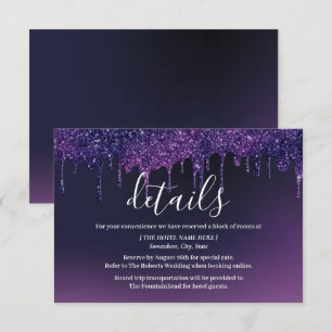 Invitación Detalles Modernos de Boda con Goteos Morados Miste