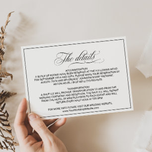 Invitación Detalles modernos y sencillos de Boda Insertar tar