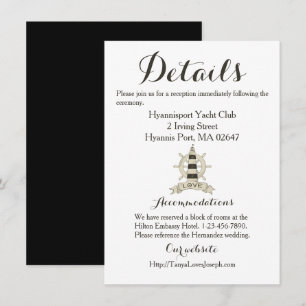 Invitación Detalles Náuticos Faro Rueda Marrón Negro