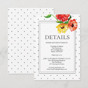 Invitación DETALLES   Rojo y amarillo spray floral