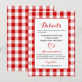 Invitación Detalles Rústicos Direcciones Cuadros Rojos y Blan