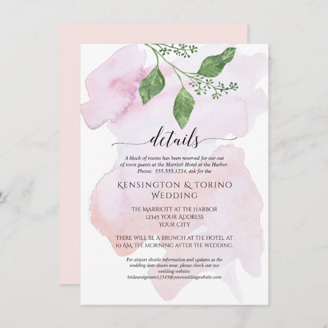 Invitación Detalles simples modernos Boda de follaje eucalipt (Anverso / Reverso)