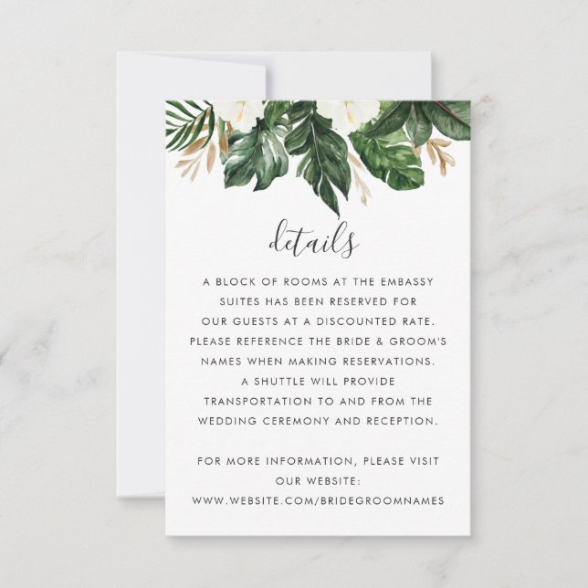 Invitación Detalles tropicales modernos de Cactus Palm Floral (Anverso)