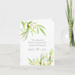 Invitación Detalles verdes de Eucalyptus y recinto del boda d